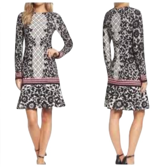 Eliza J Black and White Mini Dress floral size 8 - Picture 1 of 16